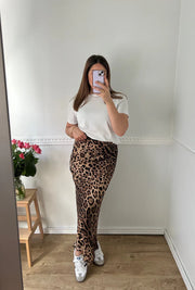 Leopard Satin Maxiskørt