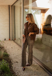 Leopardprint High-Rise Flare-Bukser