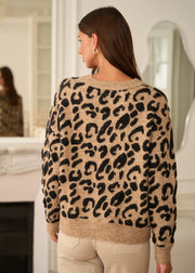 Oversized Leopardenmønster-Pullover